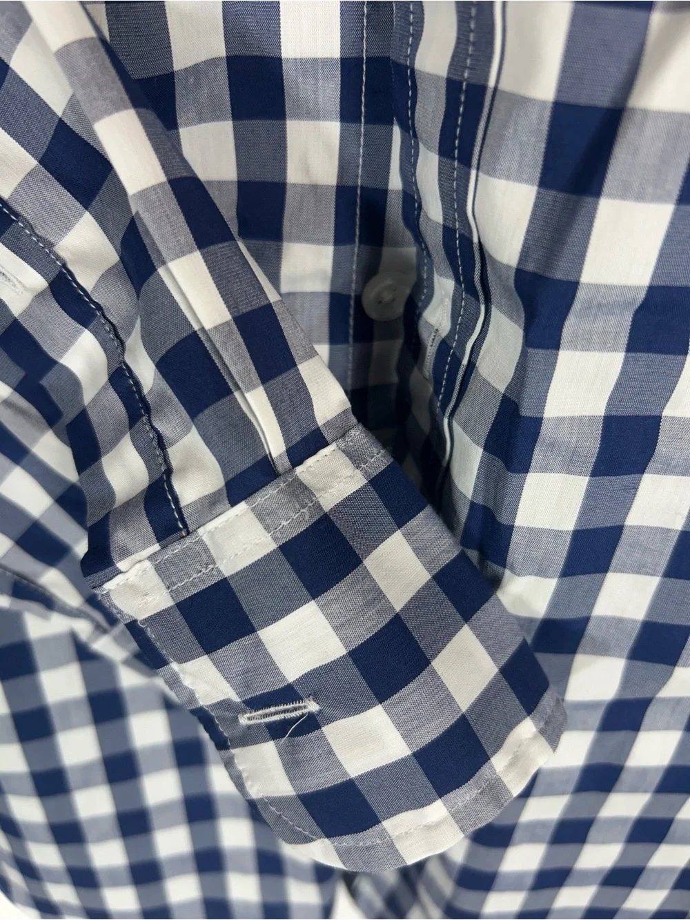 J. Crew Navy and White Gingham Button-Down Shirt